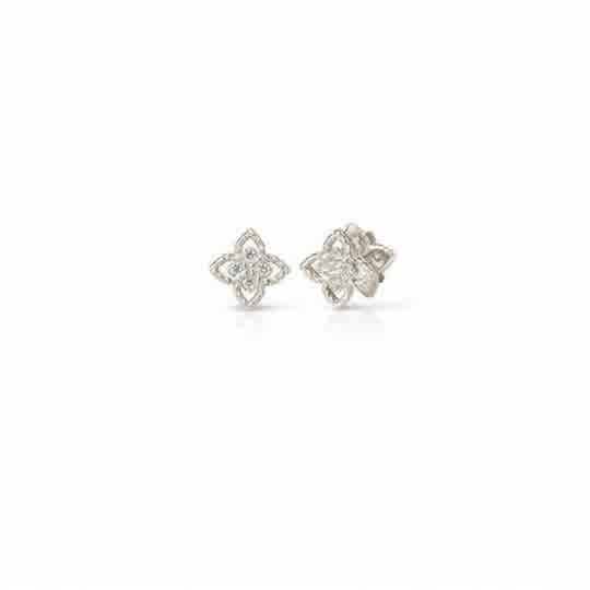 Roberto Coin 18K White Gold Princess Flower Diamond Earrings