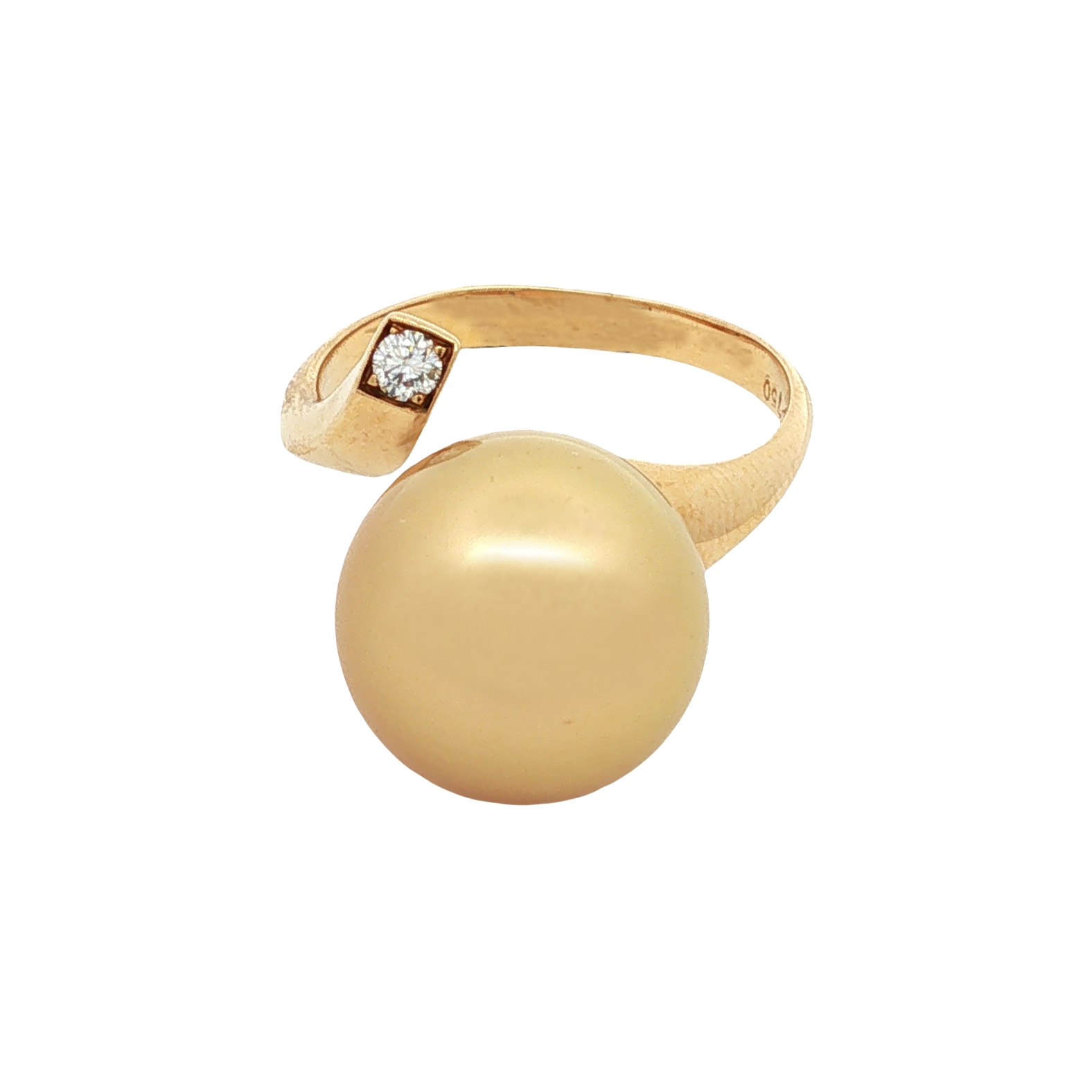 Jewelmer 18K Yellow Gold Diamond and Golden South Sea Pearl Ring - 6359