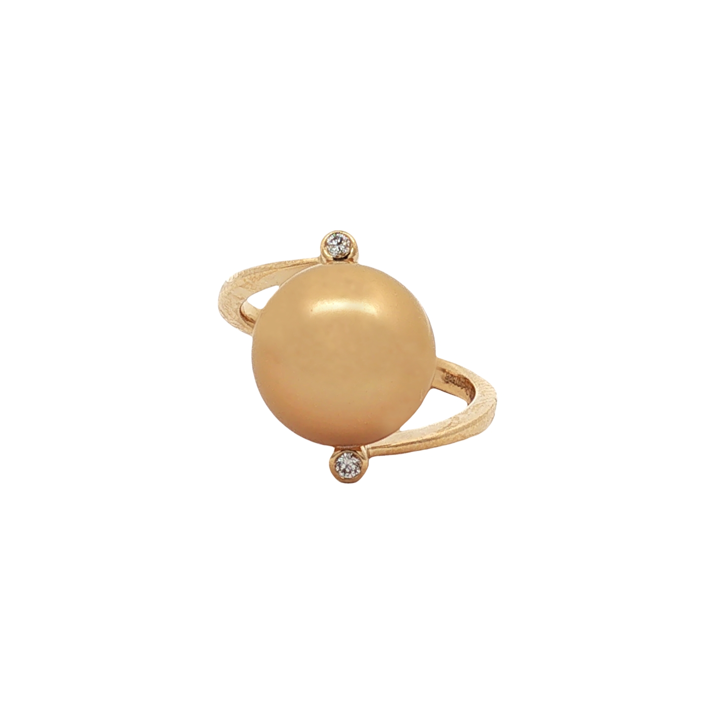 Jewelmer 18K Yellow Gold Diamond and Golden South Sea Pearl Ring - 6360