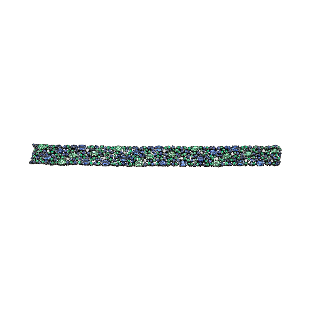 Robert Procop Platinum American Glamour Sapphire and Tsavorite Bracelet - 55695