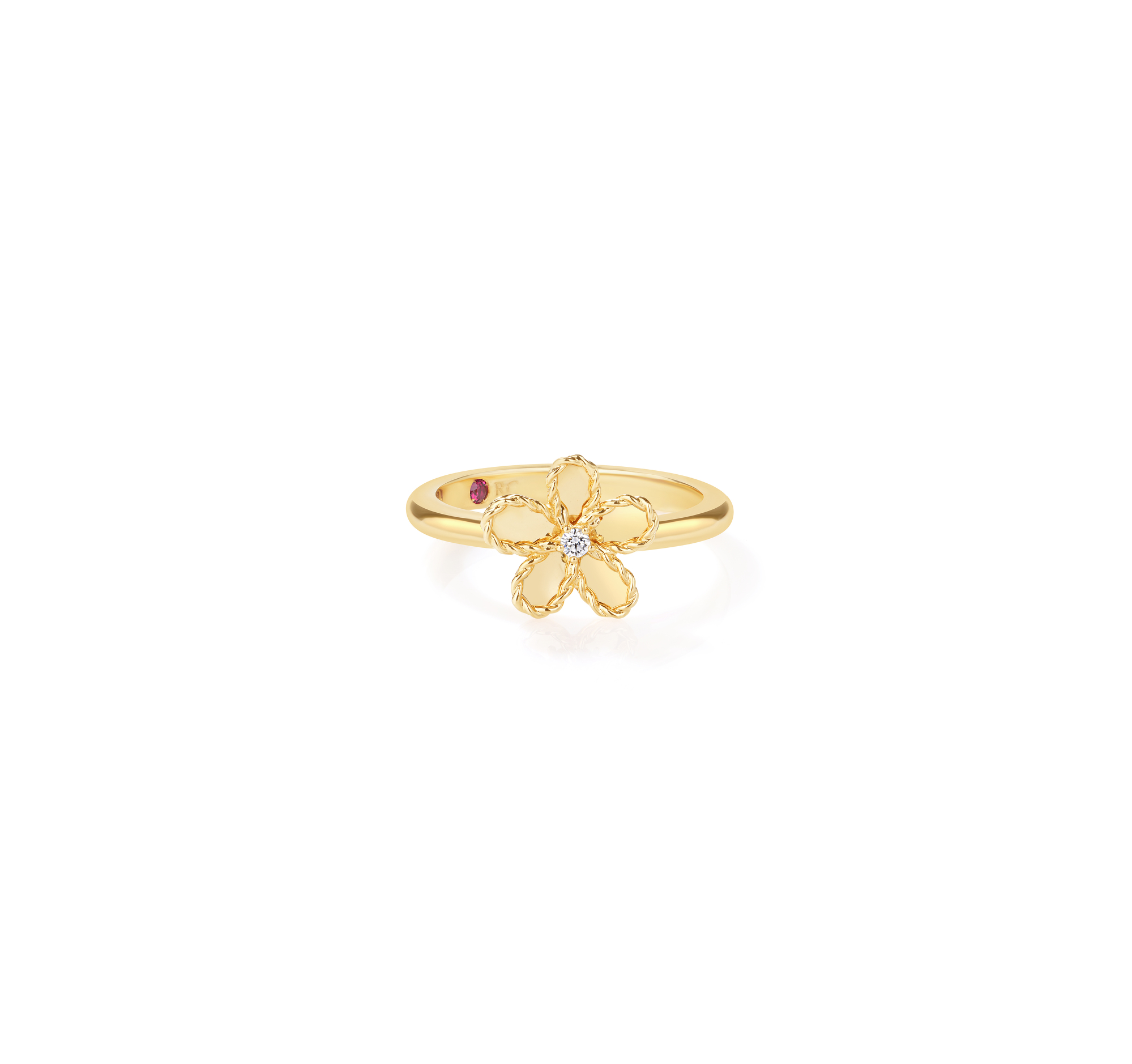 Roberto Coin 18K Yellow Gold Jasmine Diamond Flower Ring