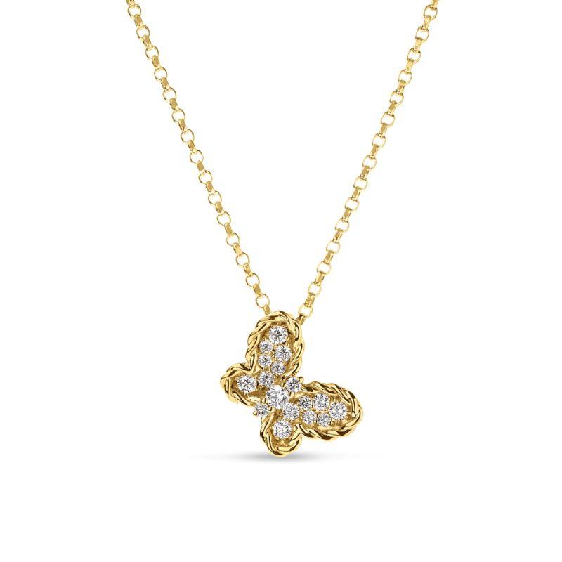 Roberto Coin 18K Yellow Gold Jasmine Small Diamond Butterfly Necklace
