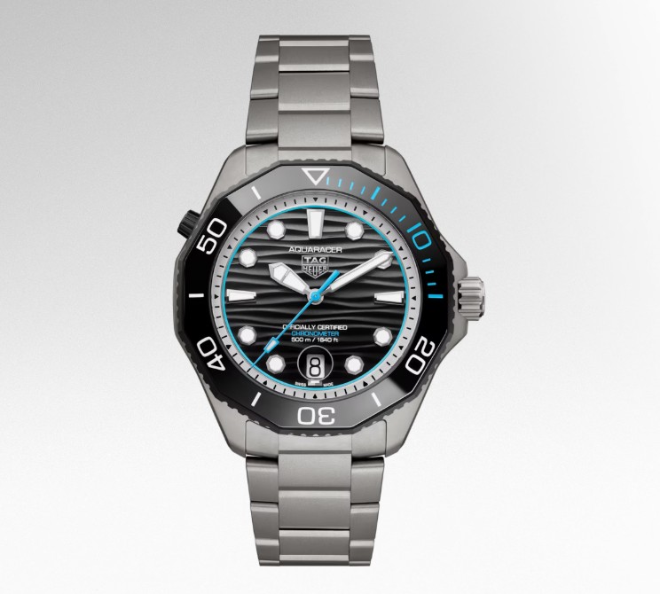TAG HEUER 42MM AQUARACER 500 AUTO TITANIUM BLACK/BLUE DIAL  BRACELET