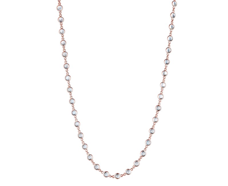 18R P.PREVILLE 4MM ROUND MOONSTONE EYEGLASS NECKLACE