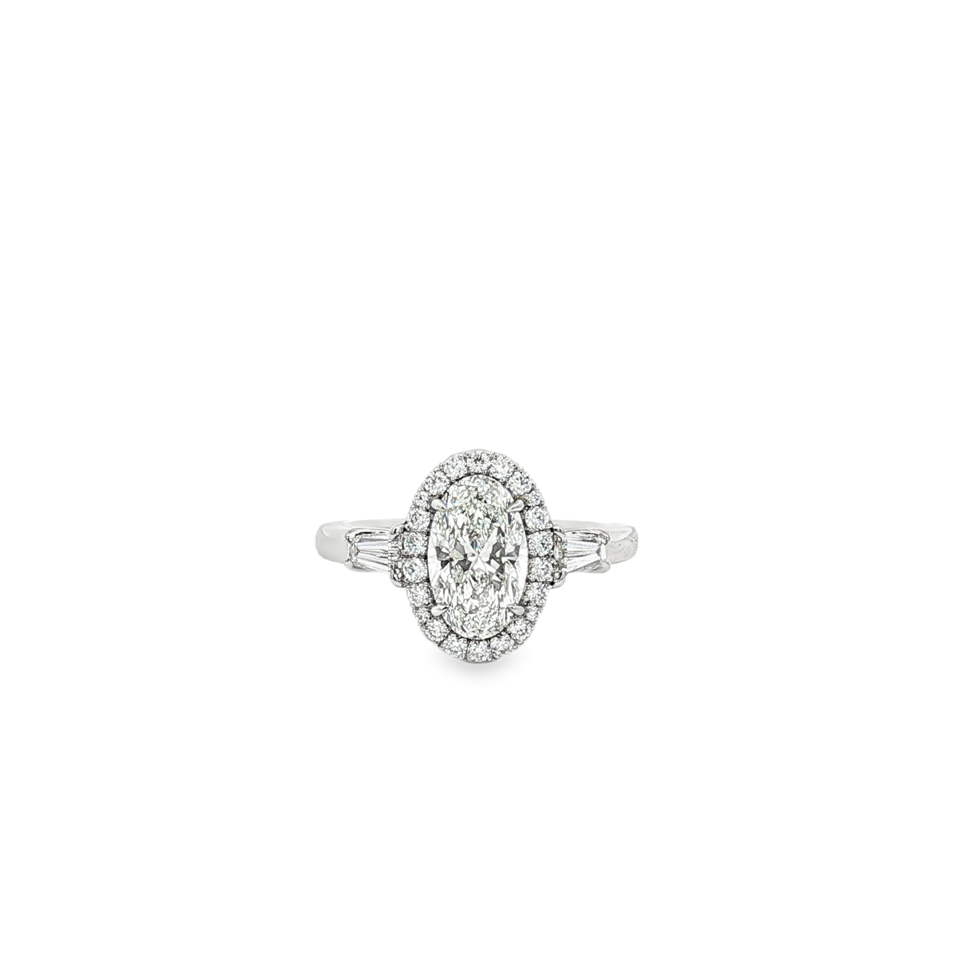 Platinum Oval Diamond Engagement Ring with Halo