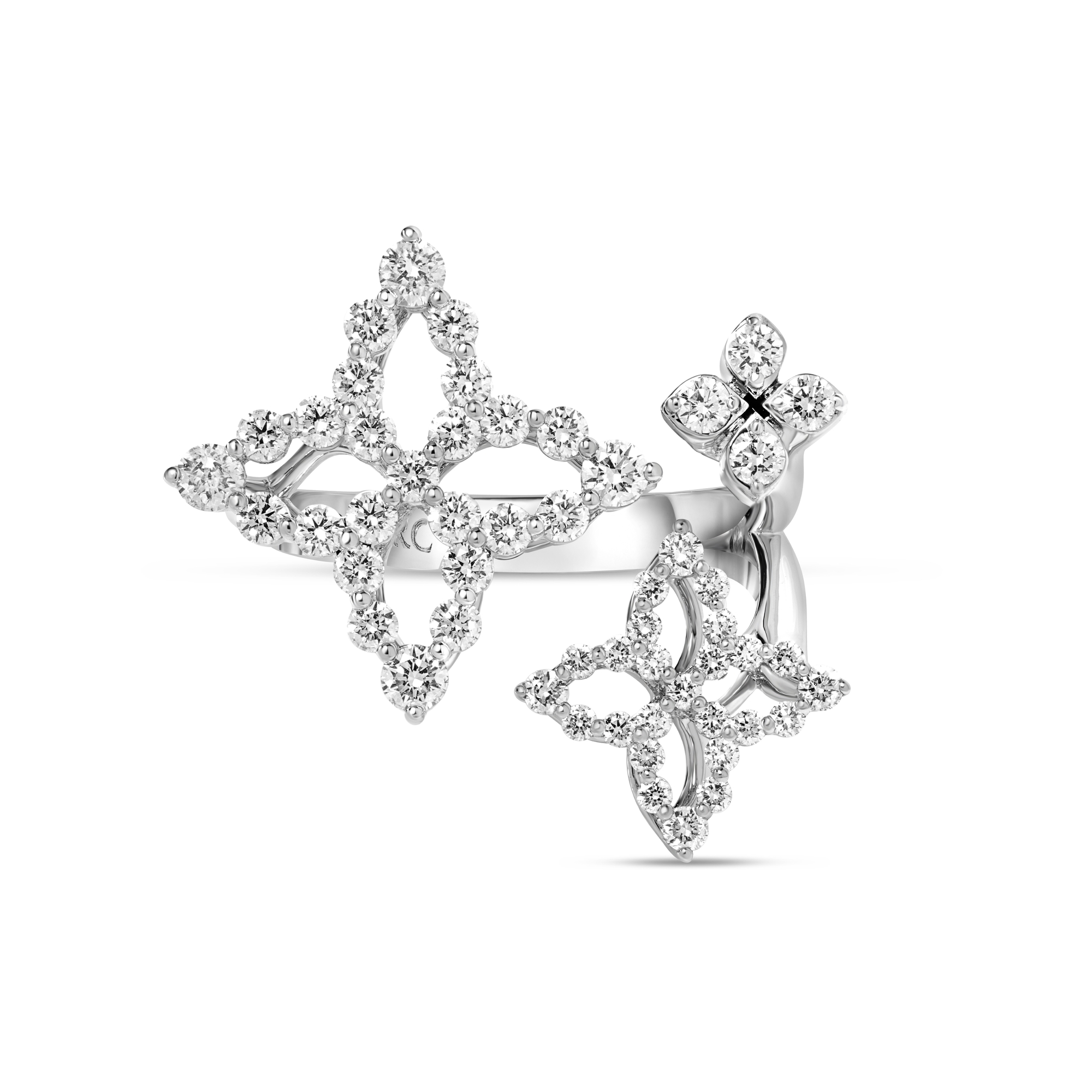 Roberto Coin 18K White Gold Diamond Princess Triple Flower Ring