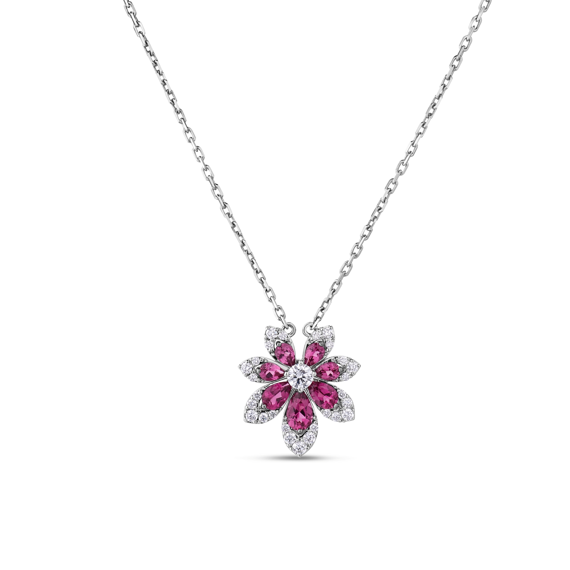 Roberto Coin Tiare Diamond and Rubellite Flower Necklace - 6087