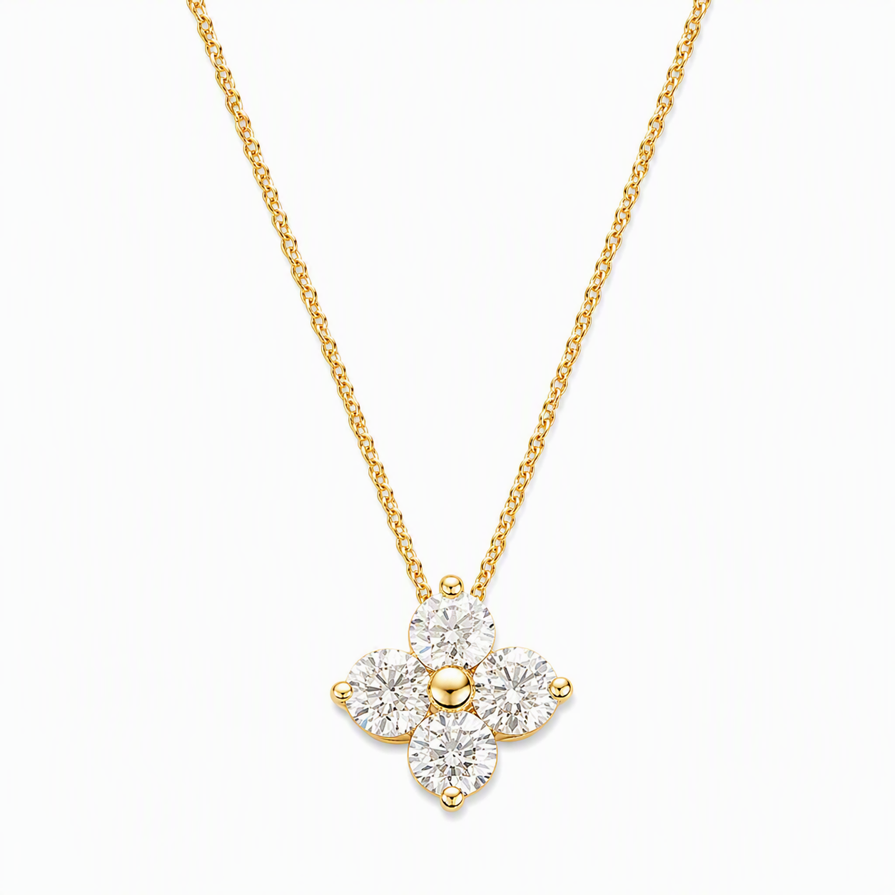 14Y 1.00TW I-J SI 4 STONE FLOWER NECKLACE - 6077