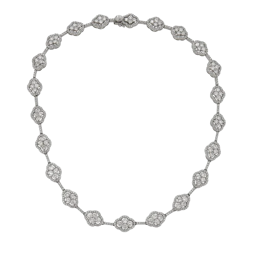 Piranesi 18K White Gold Maison Diamond Necklace - N5367-37