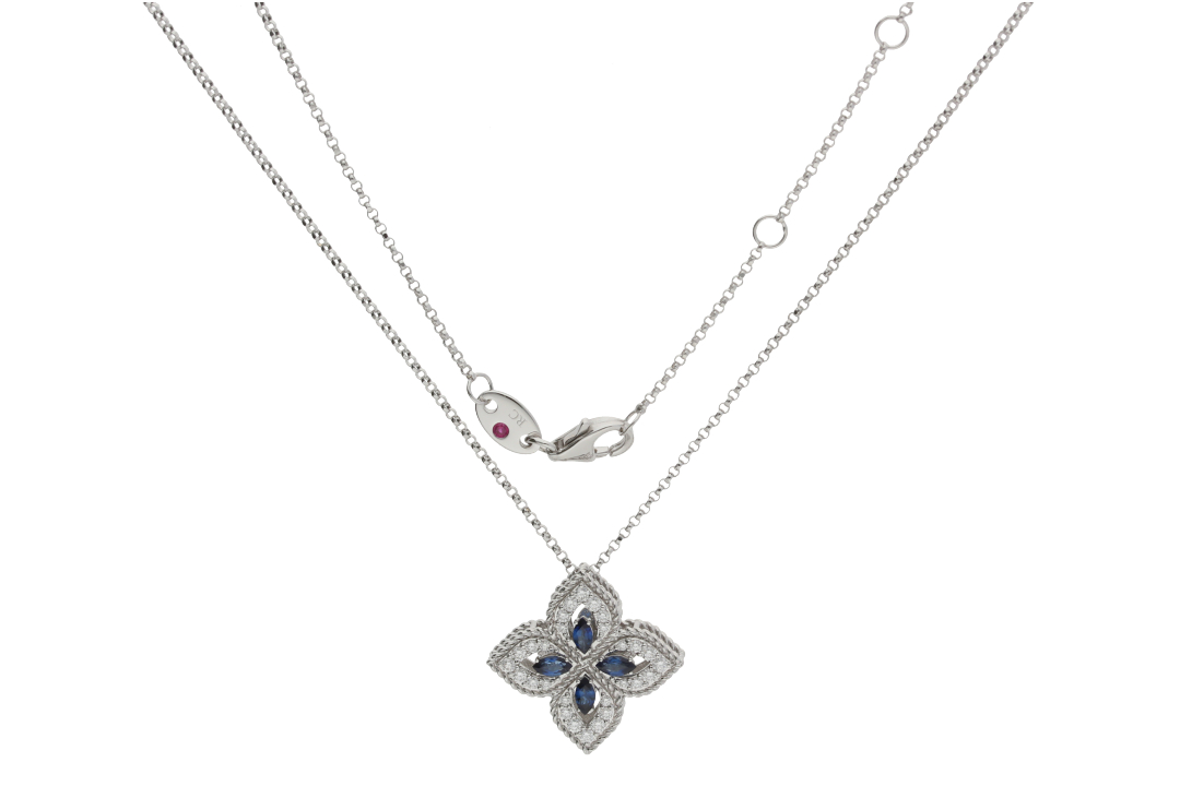 18K WHITE GOLD VENETIAN PRINCESS SAPPHIRE & DIAMOND NECKLACE - 6096