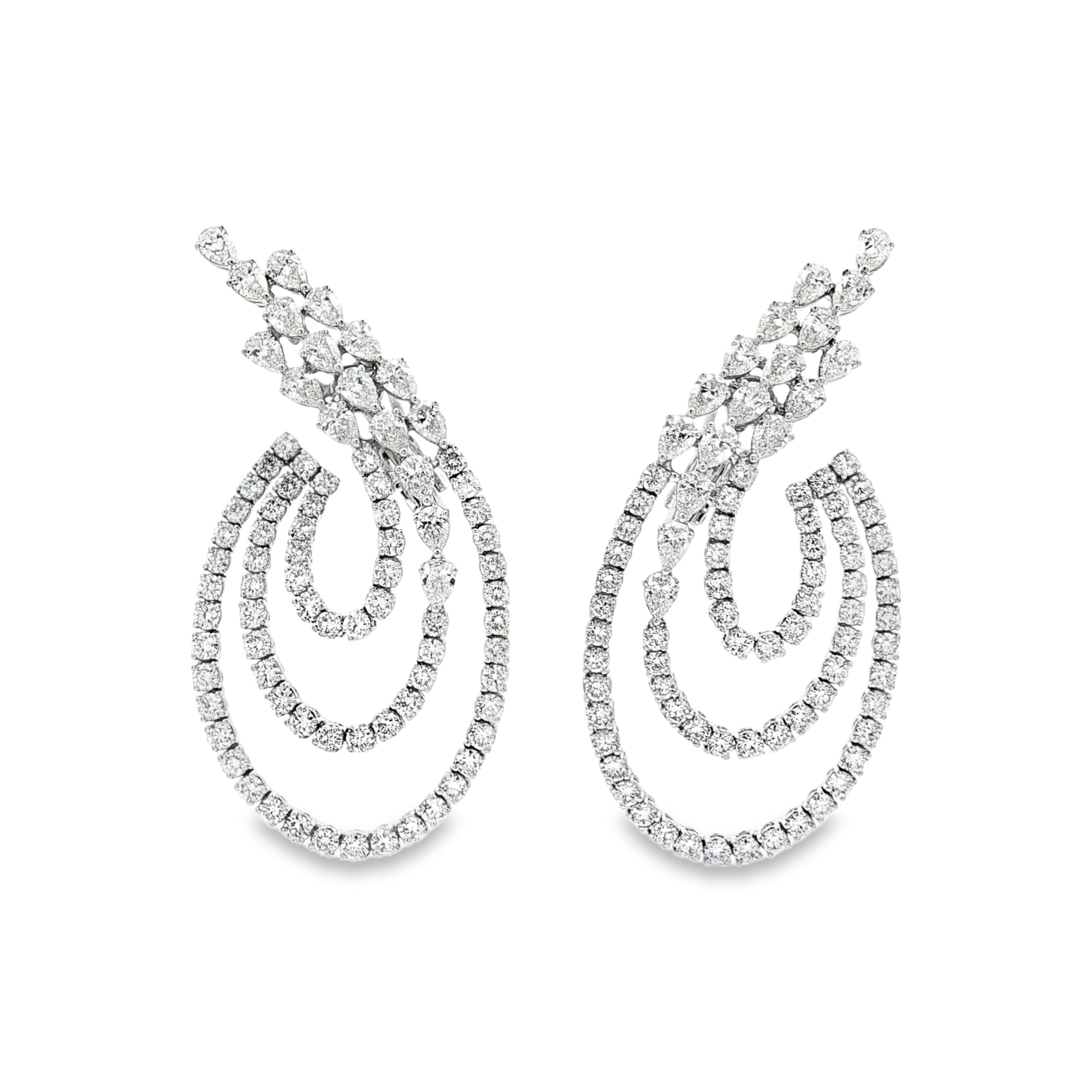 18K White Gold Diamond Drop Earrings - 6230