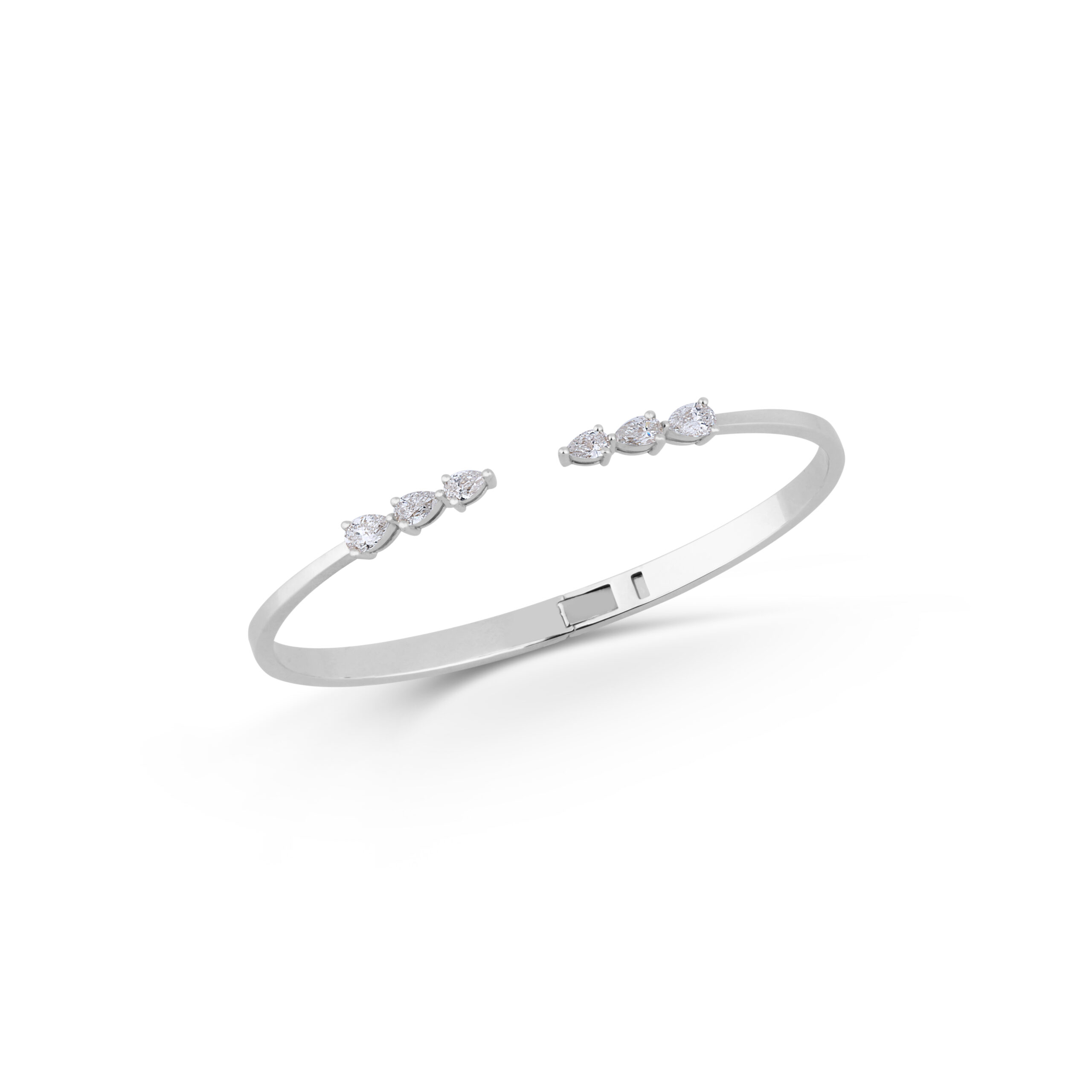 18K White Gold Diamond Cuff Bracelet - 6103