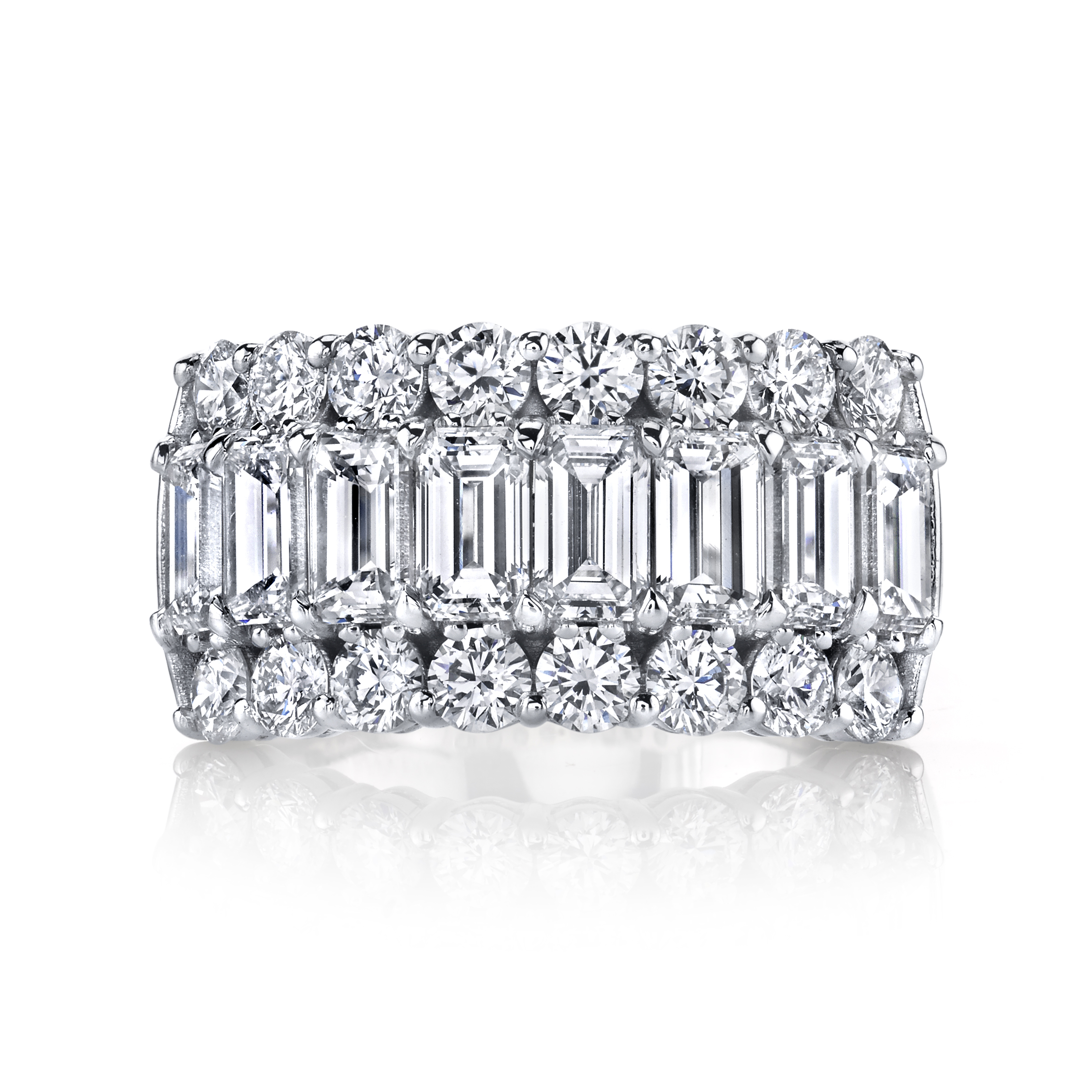 Platinum Diamond Three Row Band - 6372