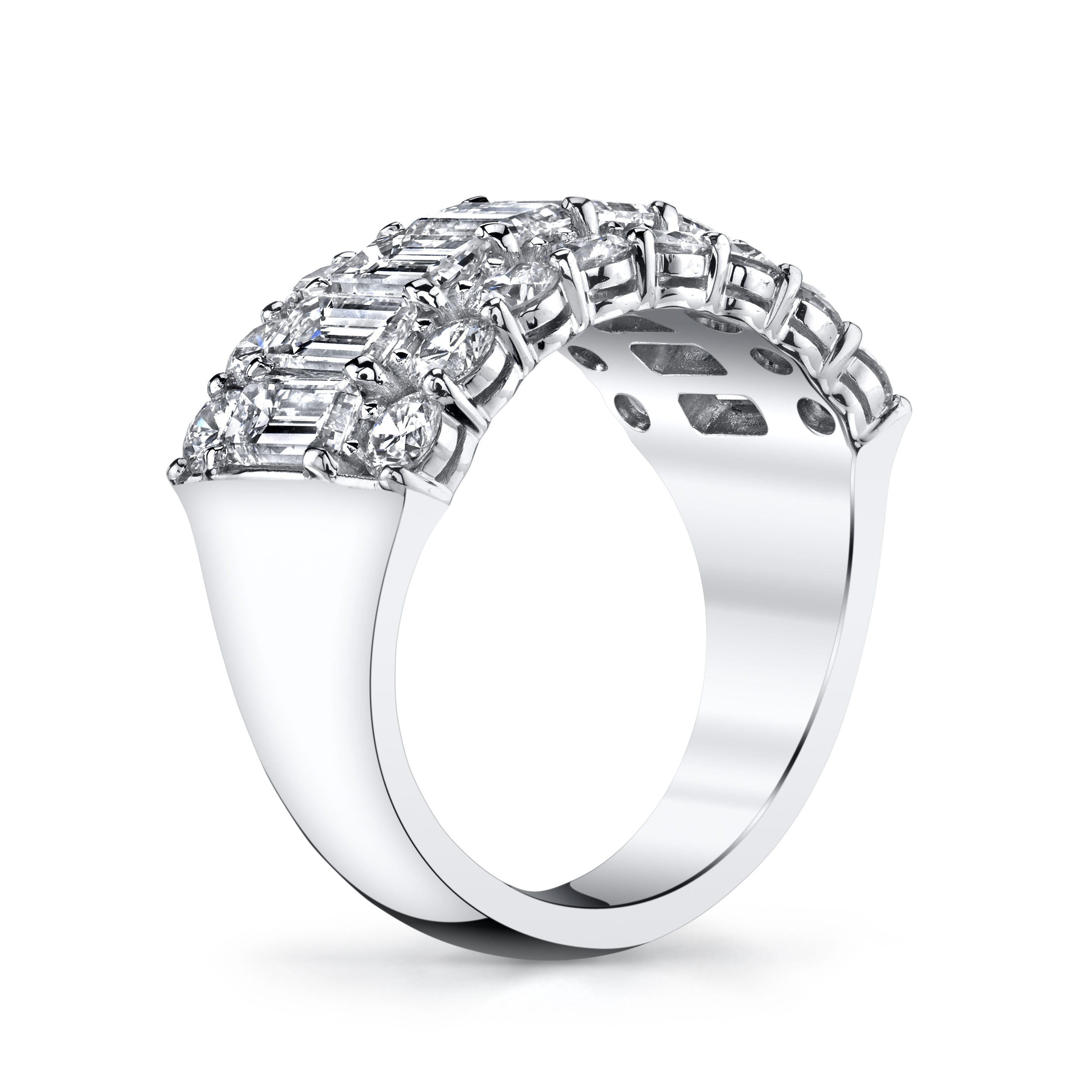 Platinum Diamond Three Row Band