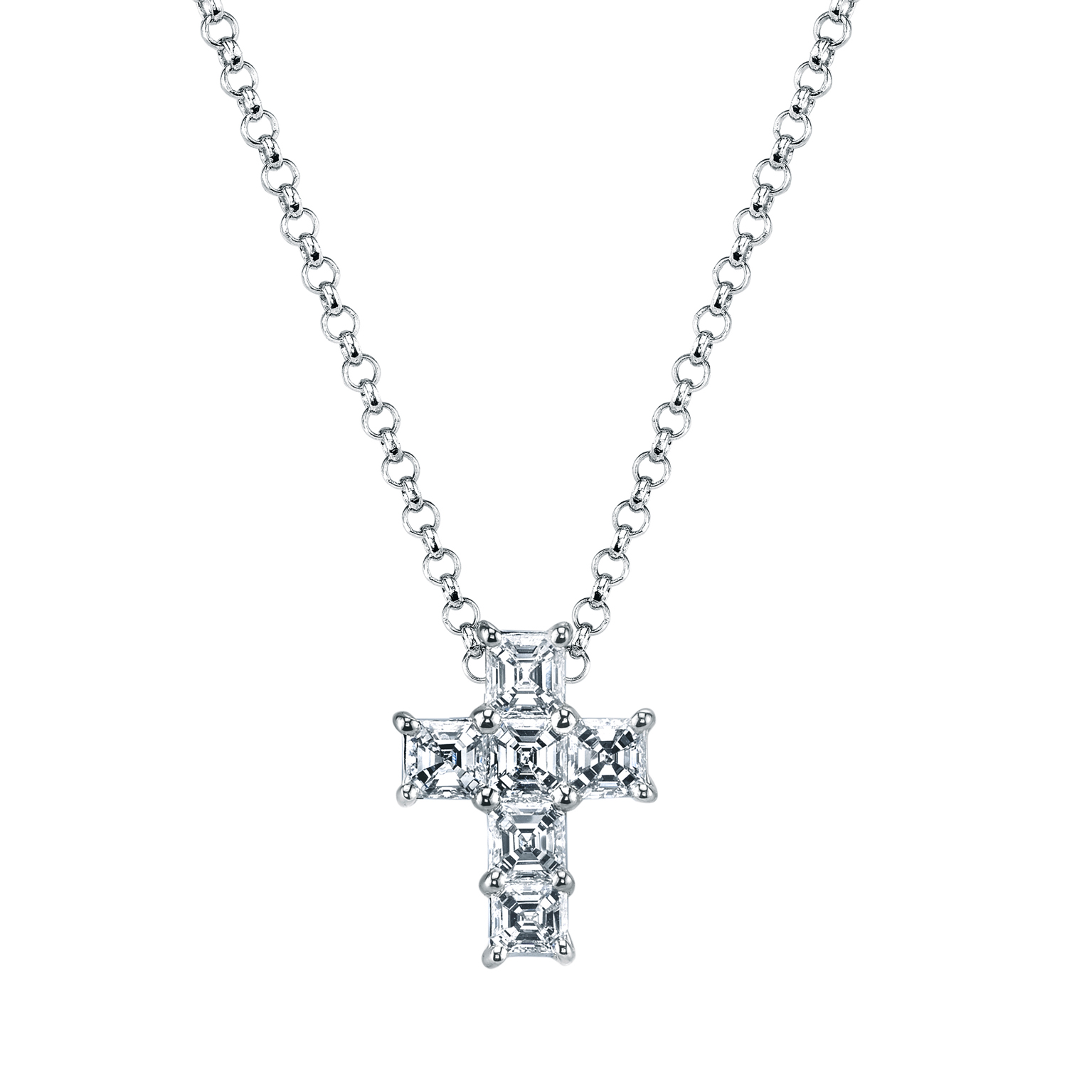 18W 3.11TW G VS SQUARE EMERALD CROSS PENDANT 16" NECKLACE - 6111