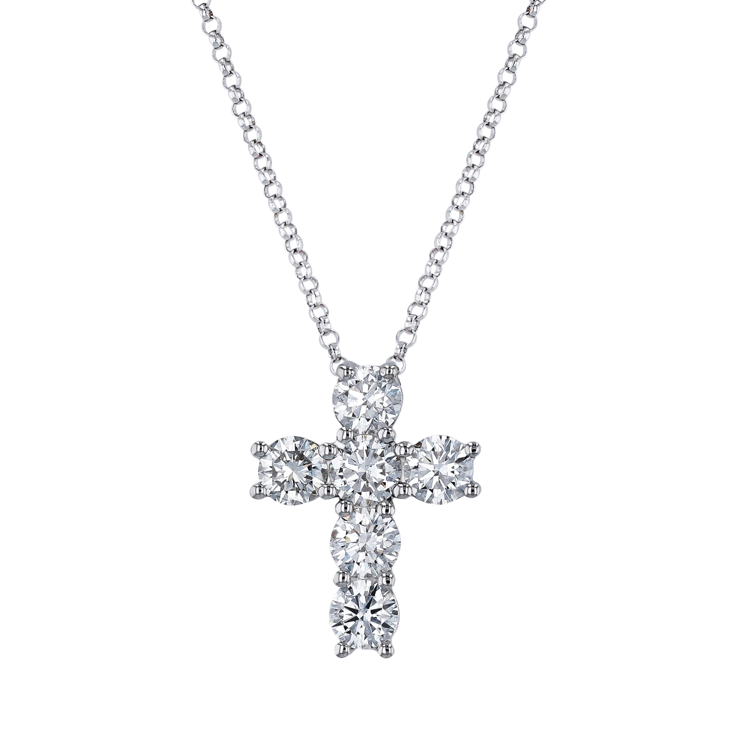 Platinum Diamond Cross Pendant Necklace - 6239
