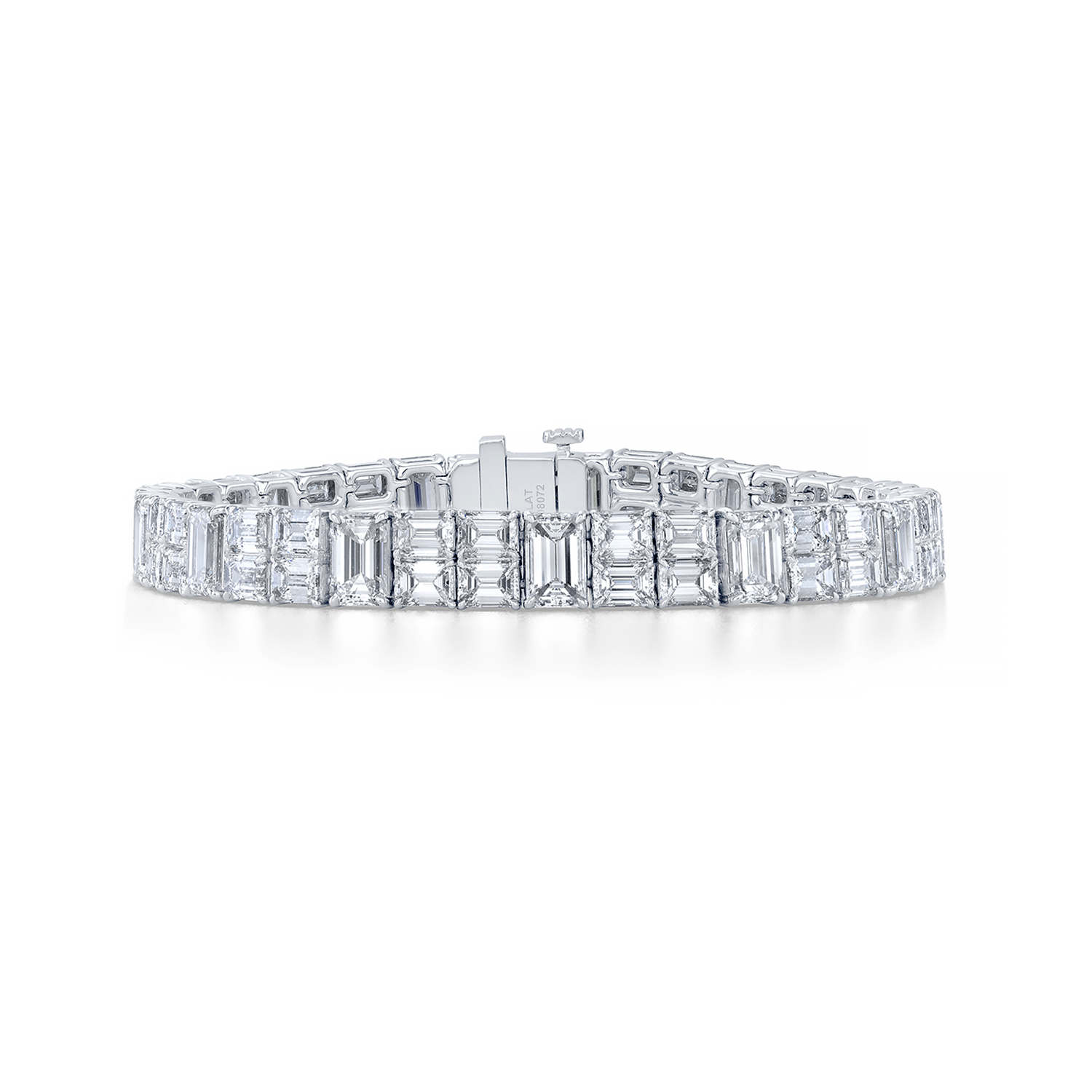 Platinum Emerald Shape Diamond Tennis Bracelet - FB135AP 215176