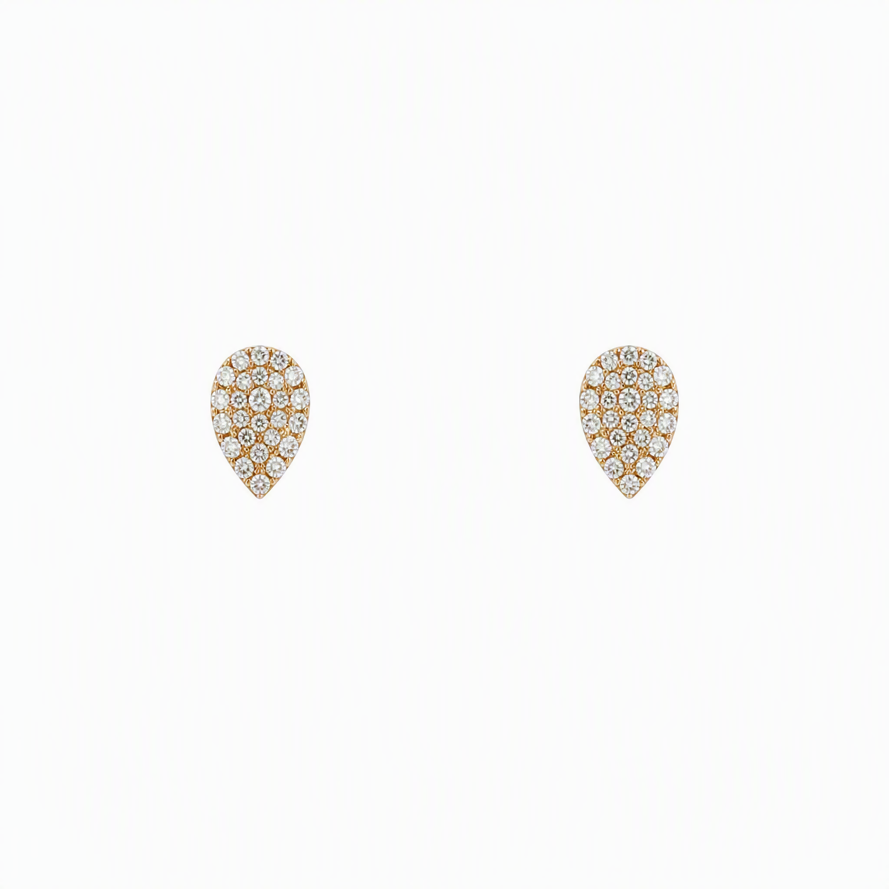 18K Yellow Gold Pear Shape Pave Diamond Earrings - 6245