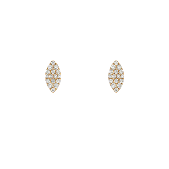 18K Yellow Gold Pave Diamond Earrings - 6515