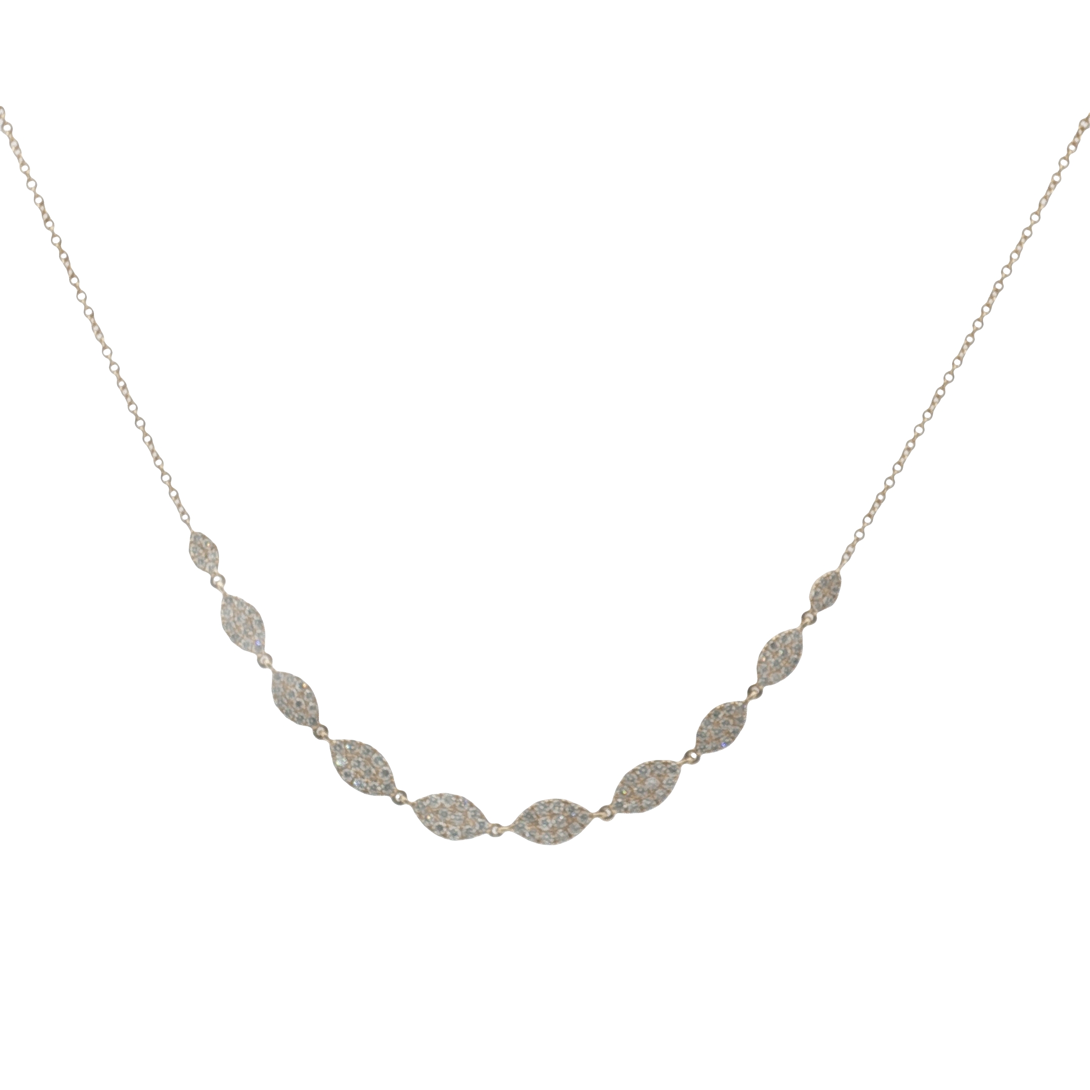 18K Yellow Gold Pave Diamond Necklace - 6516