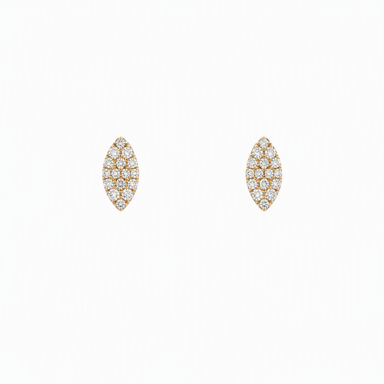 18K Yellow Gold Marquise Shape Pav‚ Diamond Earrings - 6117