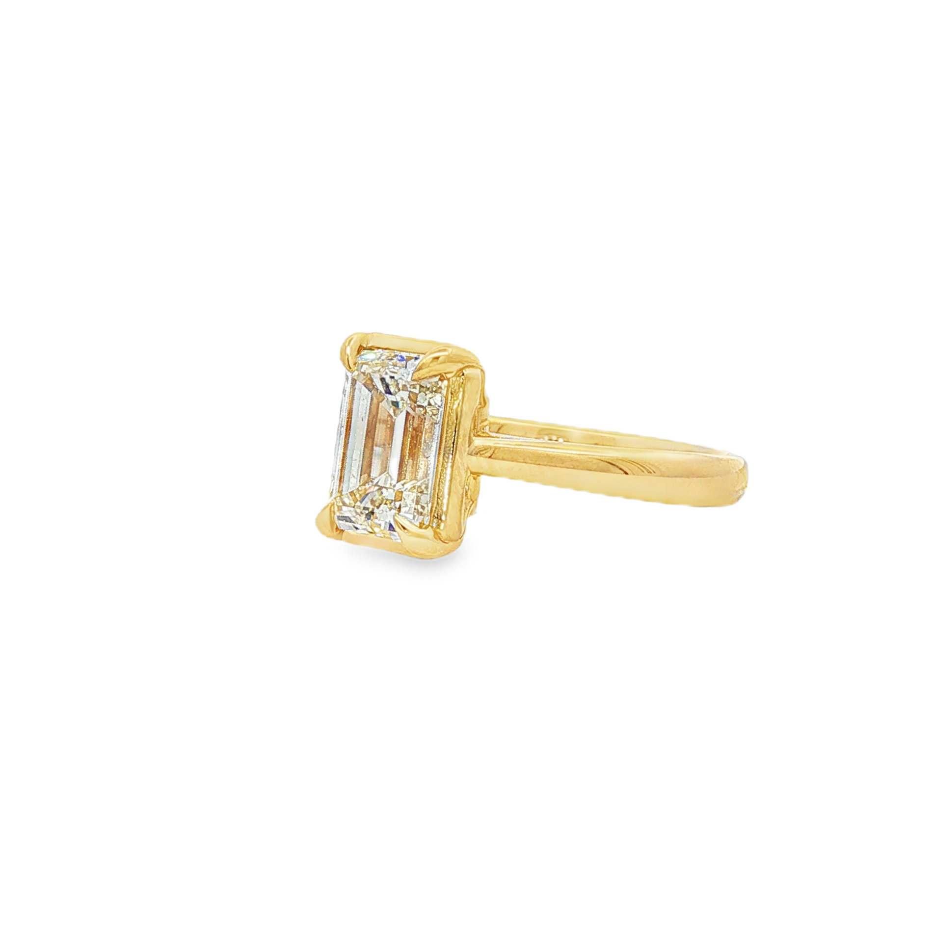 18K Yellow Gold Emerald Cut Diamond Solitaire Ring