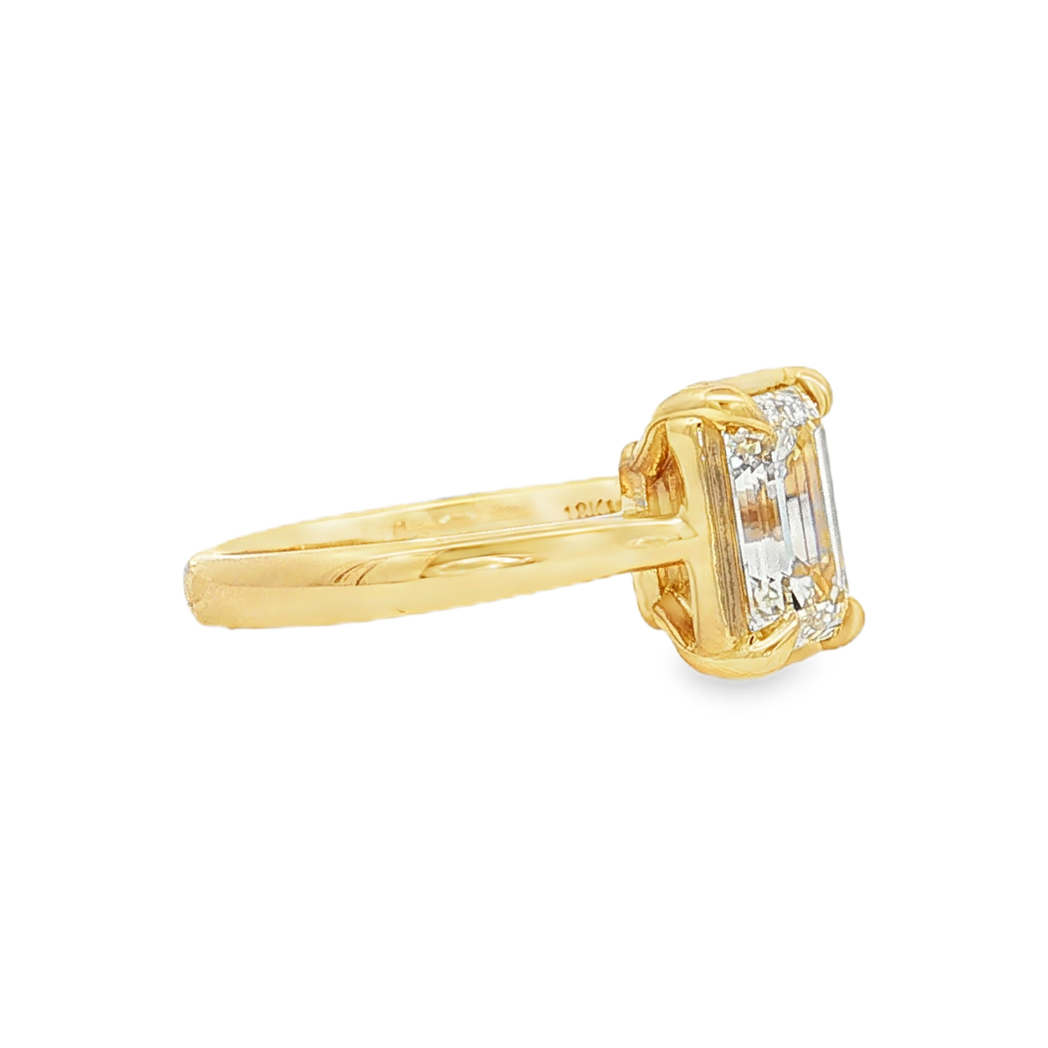 18K Yellow Gold Emerald Cut Diamond Solitaire Ring