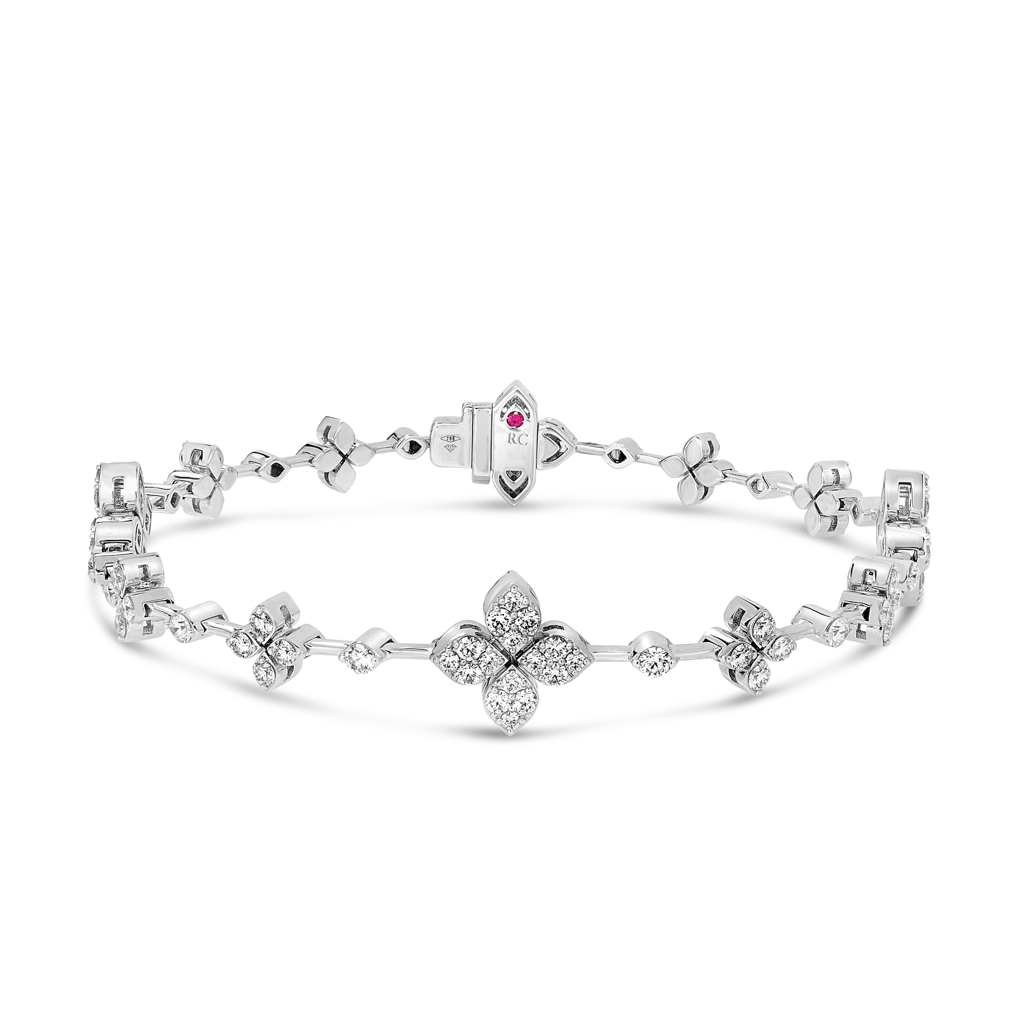 Roberto Coin 18K White Gold Love in Verona Diamond Flower Bracelet - 6119