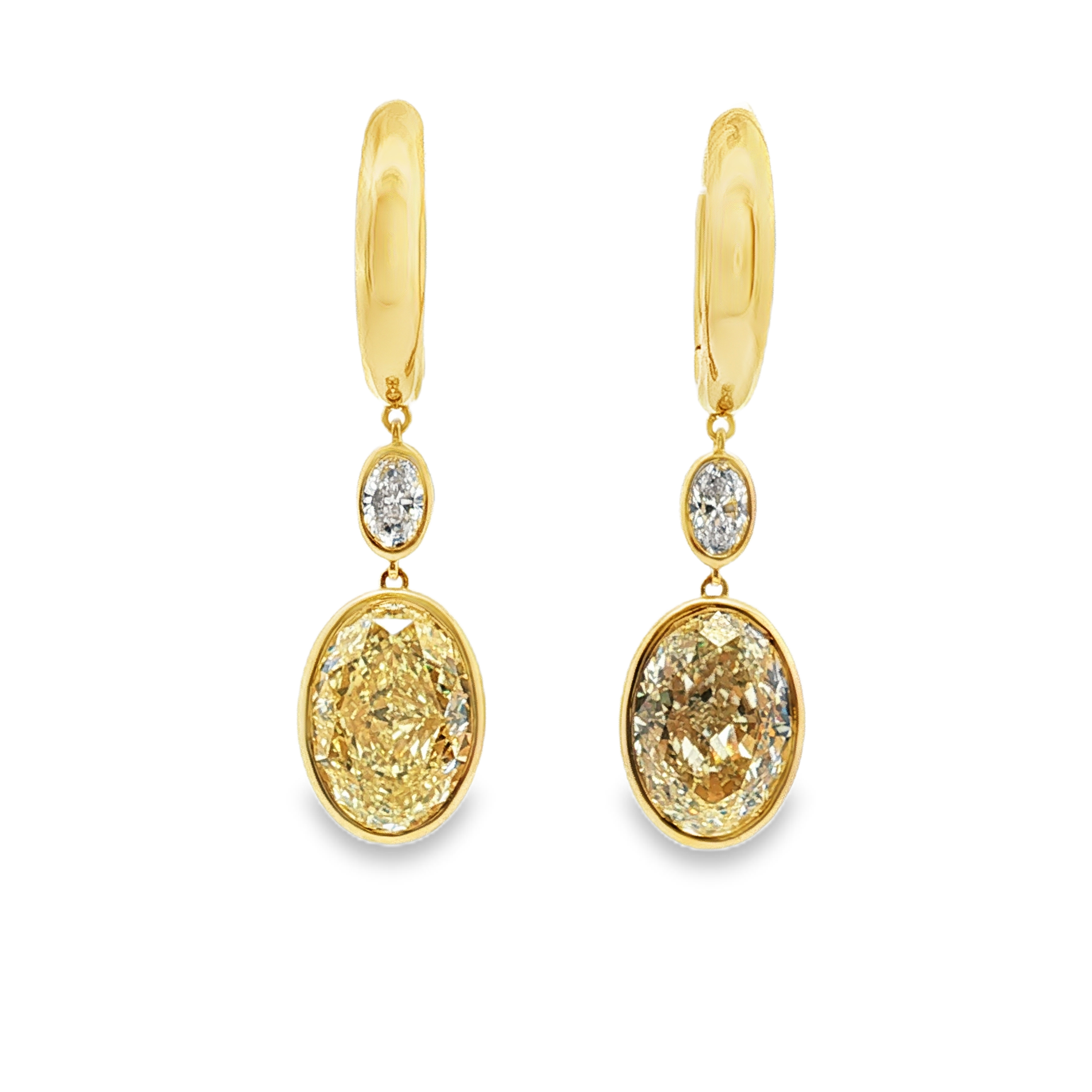 18K Yellow Gold Diamond Drop Earrings - HDJ466347AB