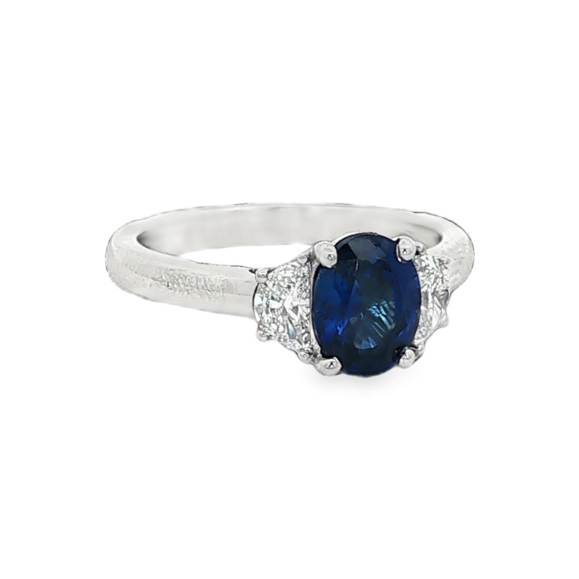 Platinum Sapphire and Diamond Three Stone Ring