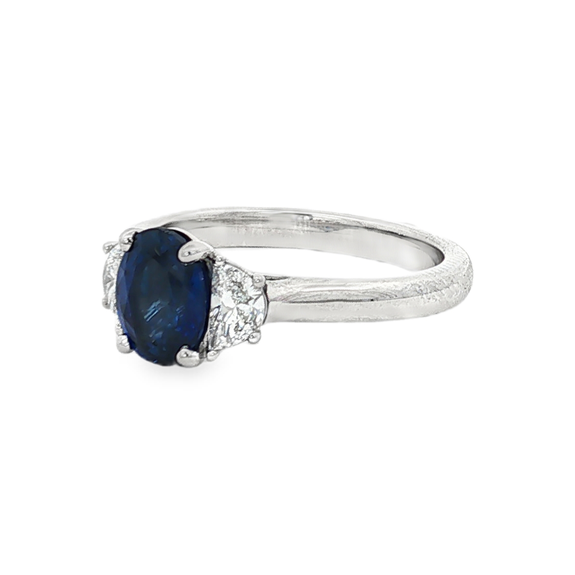 Platinum Sapphire and Diamond Three Stone Ring