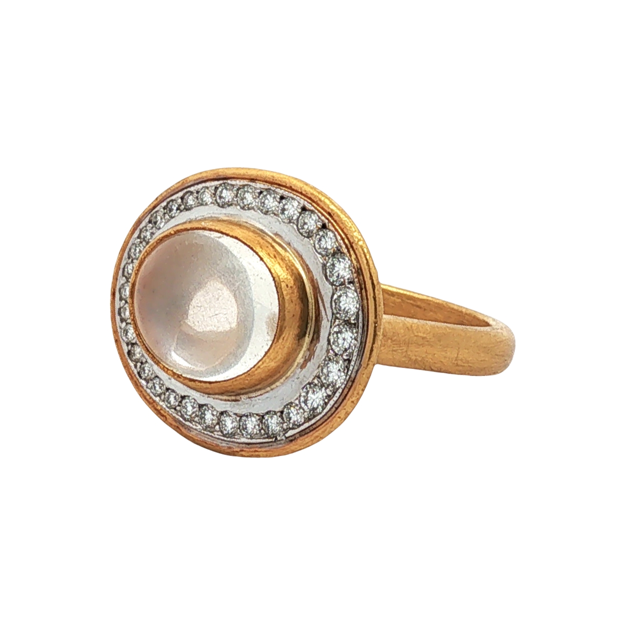 Lika Behar 24K Yellow and 18K White Gold Iridescence Orbit Moonstone Ring - 6467