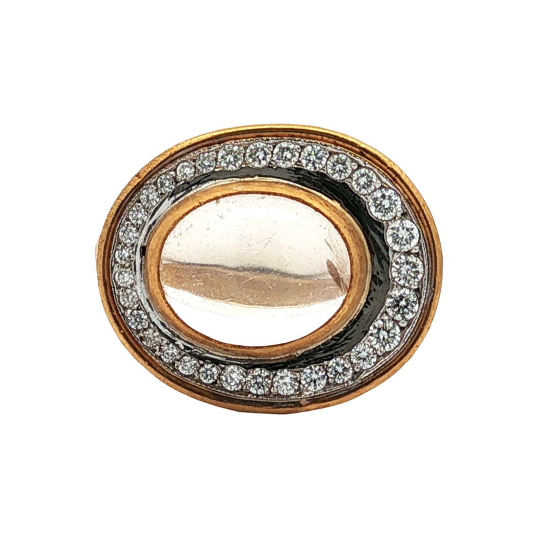 Lika Behar 24K Yellow and 18K White Gold Iridescence Orbit Moonstone Ring