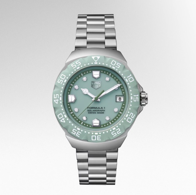 TAG HEUER FORMULA 1 SOLARGRAPH 38MM PASTEL GREEN DIA BRACELET - 3955