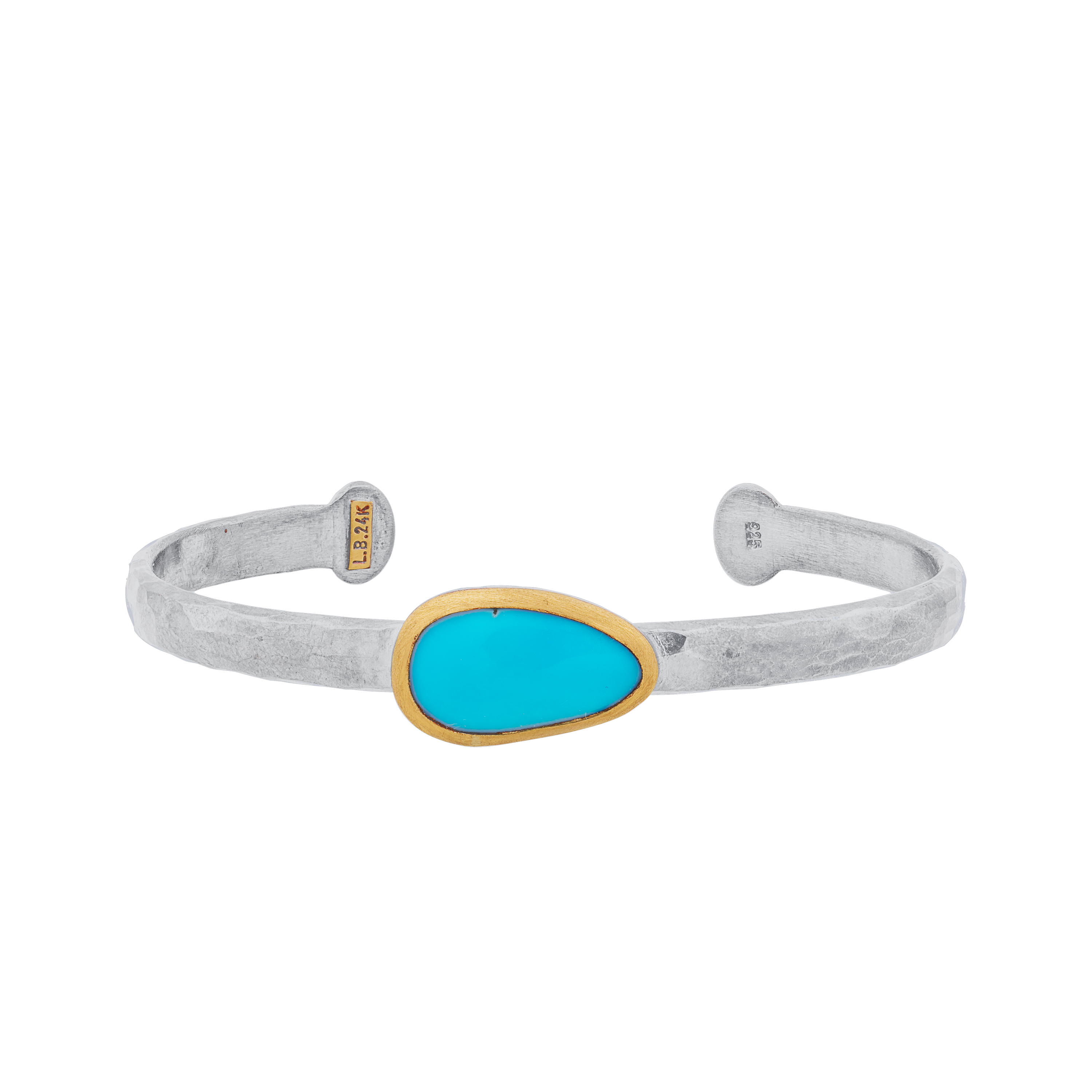 Lika Behar Sterling Silver and 24K Yellow Gold Turquoise Therapy Cuff Bracelet - 6131