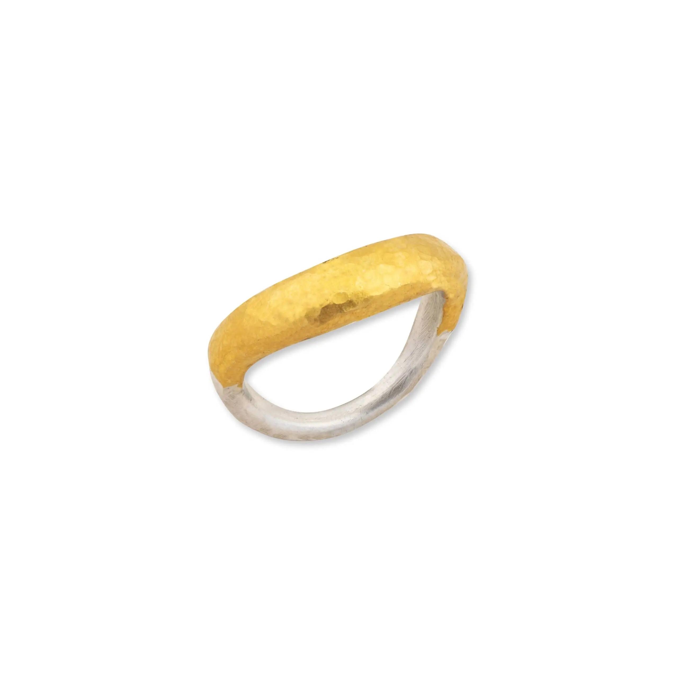 Lika Behar Sterling Silver and 24K Yellow Gold Fusion Lyric Ring - 6472