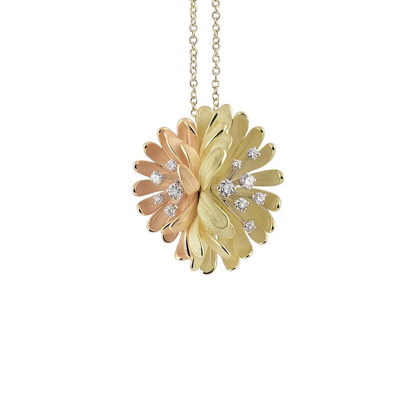 18K APRICOT AND YELLOW LEMON BAMBOO GOLD 0.57TW G VS CAMMILLI FIRENZE NECKLACE