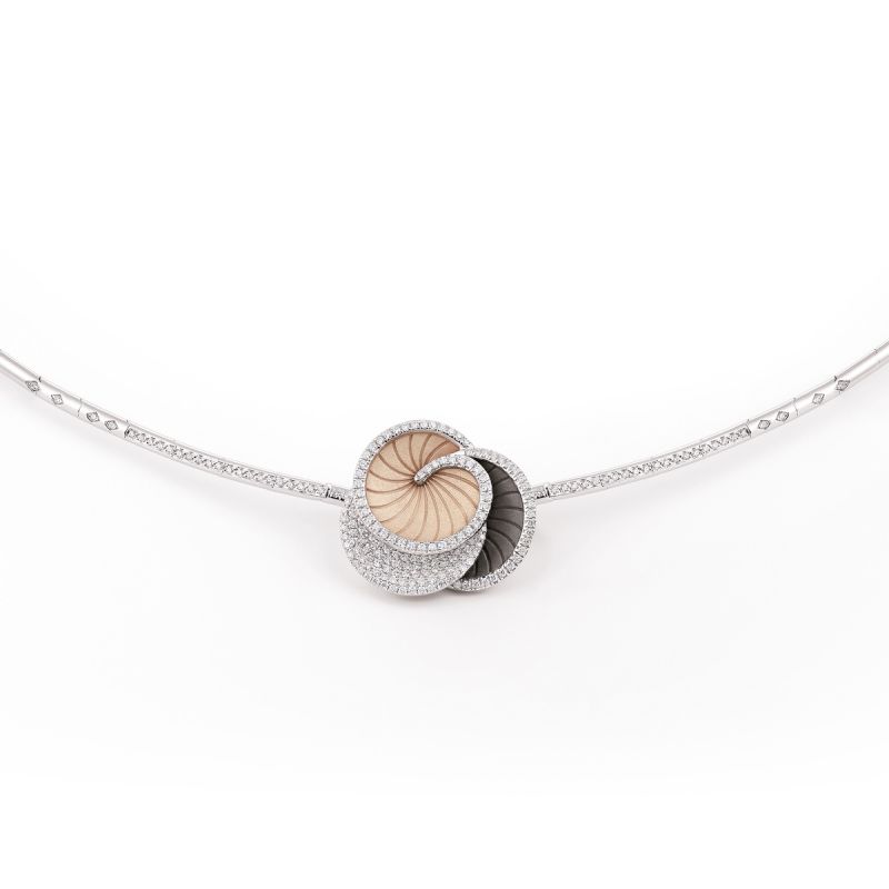 18K TRICOLOR 0.60TW G VS HYPNOSE NECKLACE 17" - 6159