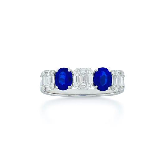 18K White Gold Sapphire and Diamond Ring - 6165
