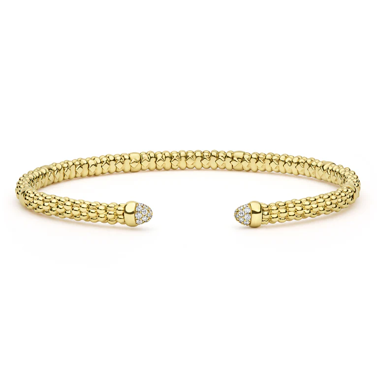 LAGOS 18K Yellow Gold Signature Caviar Diamond Mini Versa Torque Bracelet - 05-10447-DD7