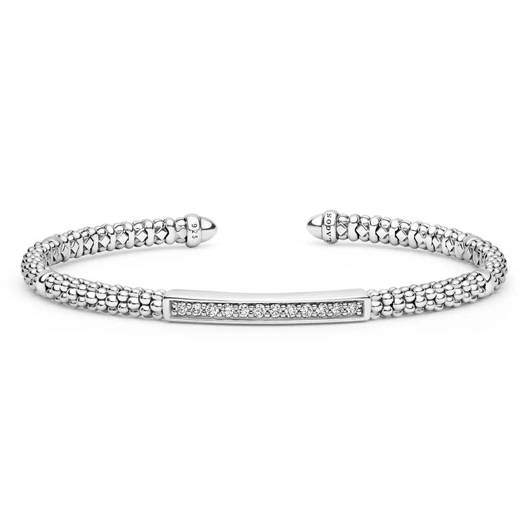 LAGOS Sterling Silver Caviar Spark Diamond Mini Versa Torque Bracelet - 6172