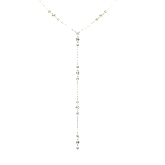 14K Yellow Gold Diamond Lariat Necklace - 6166