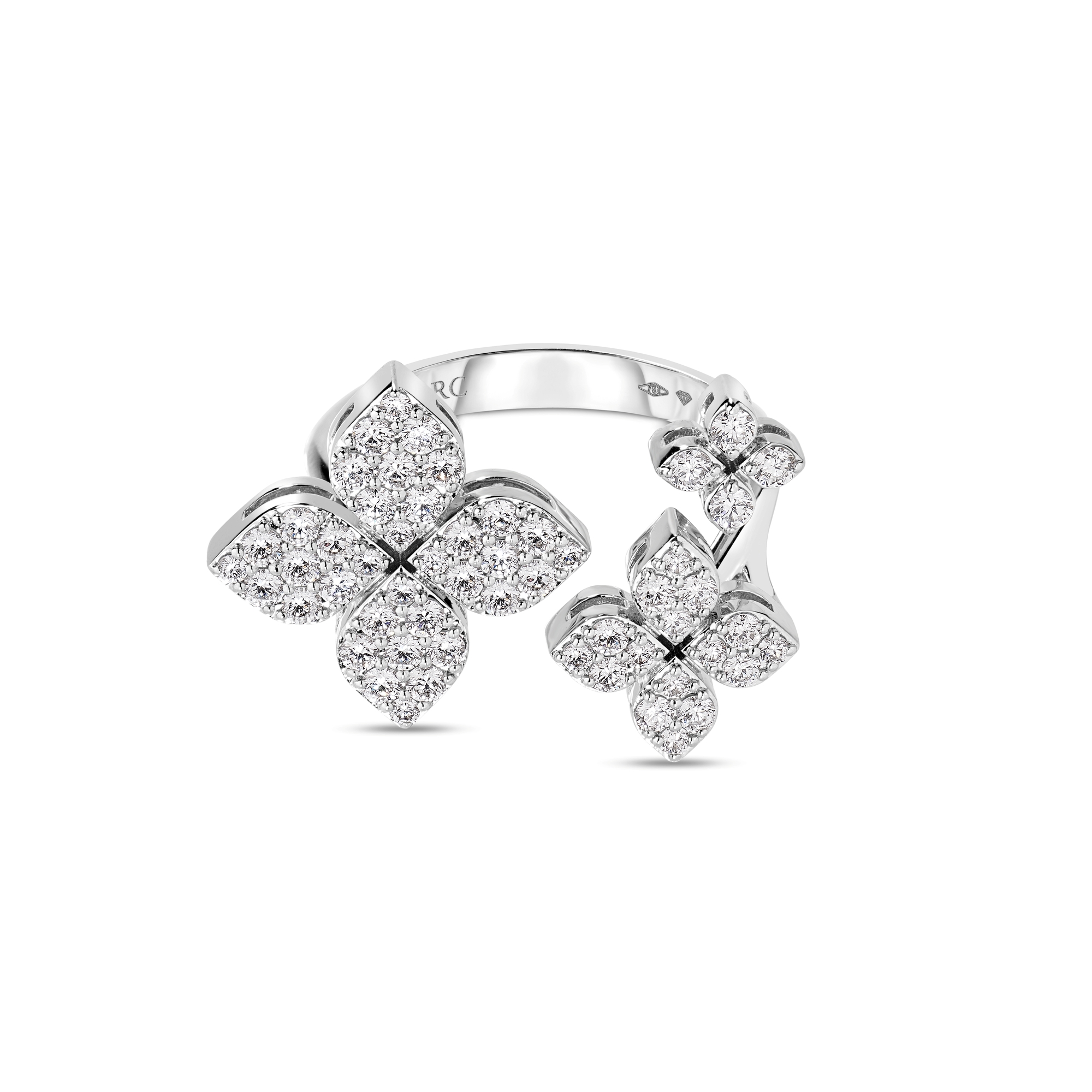 Roberto Coin 18K White Gold Love in Verona Diamond Triple Flower Ring - 6310