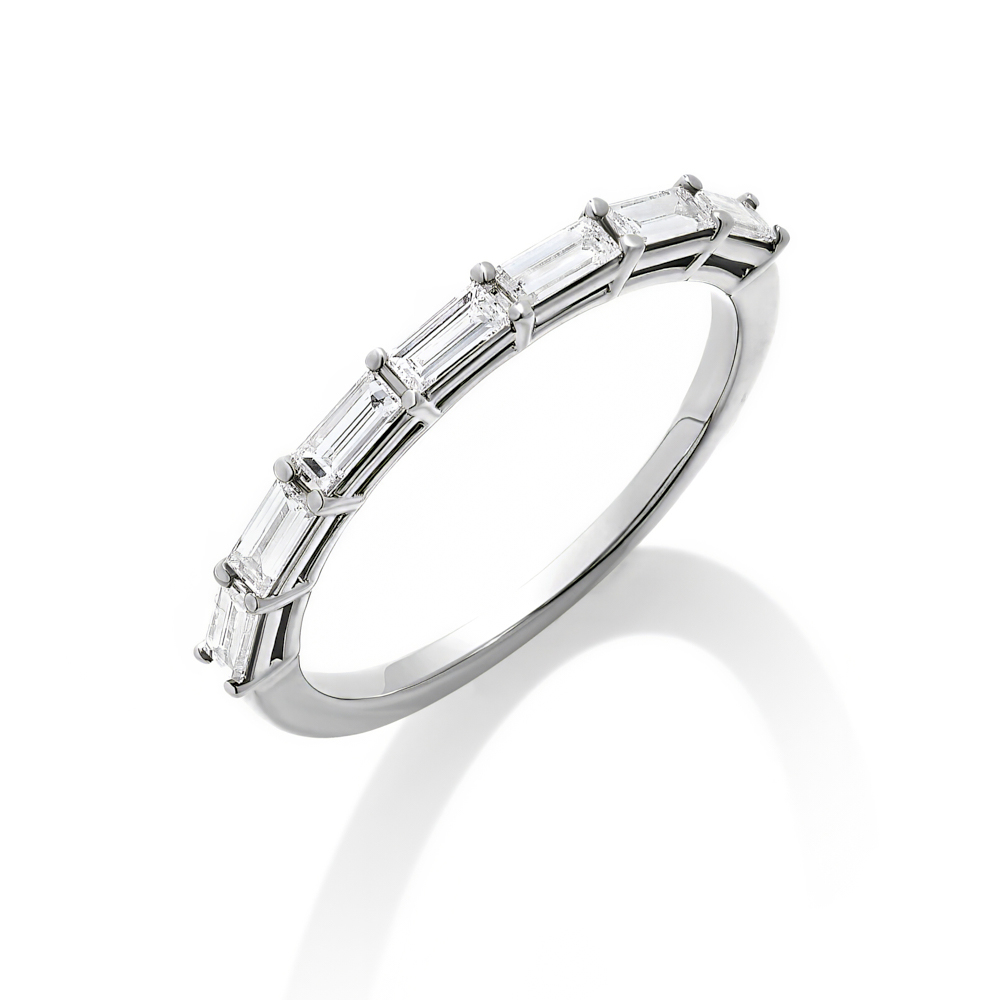 Henri Daussi 14K White Gold Baguette Diamond Band - 6524