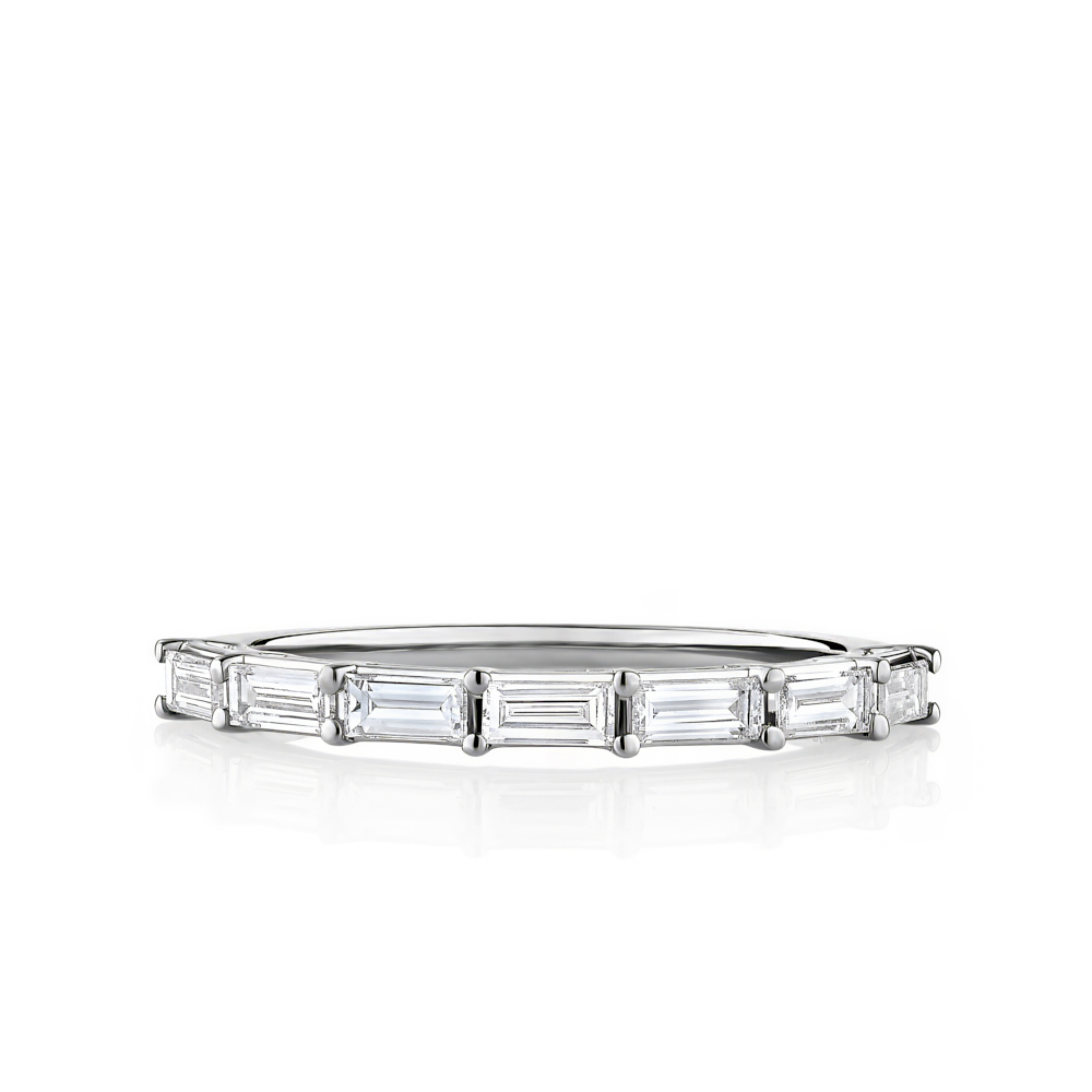 Henri Daussi 14K White Gold Baguette Diamond Band