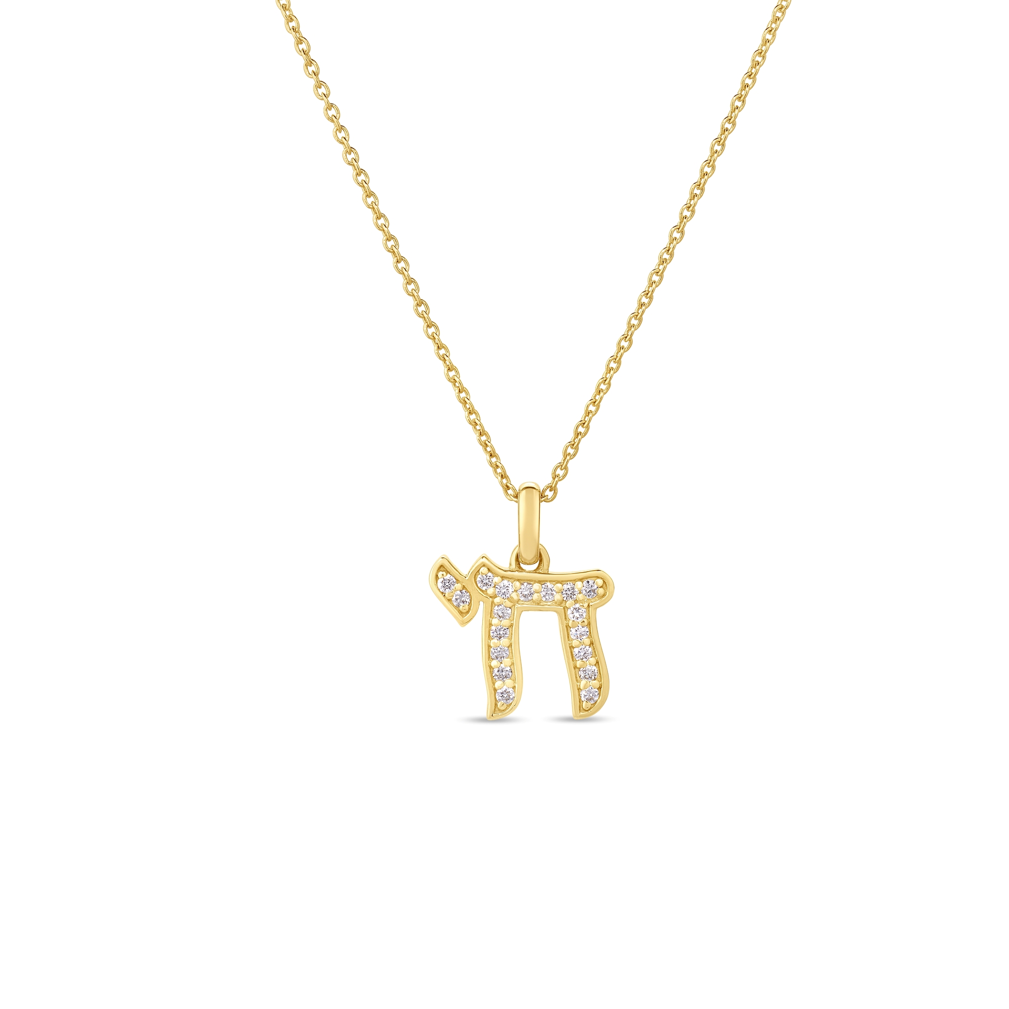 Roberto Coin 18K Yellow Gold Tiny Treasures Diamond Chai Symbol Necklace - 6290