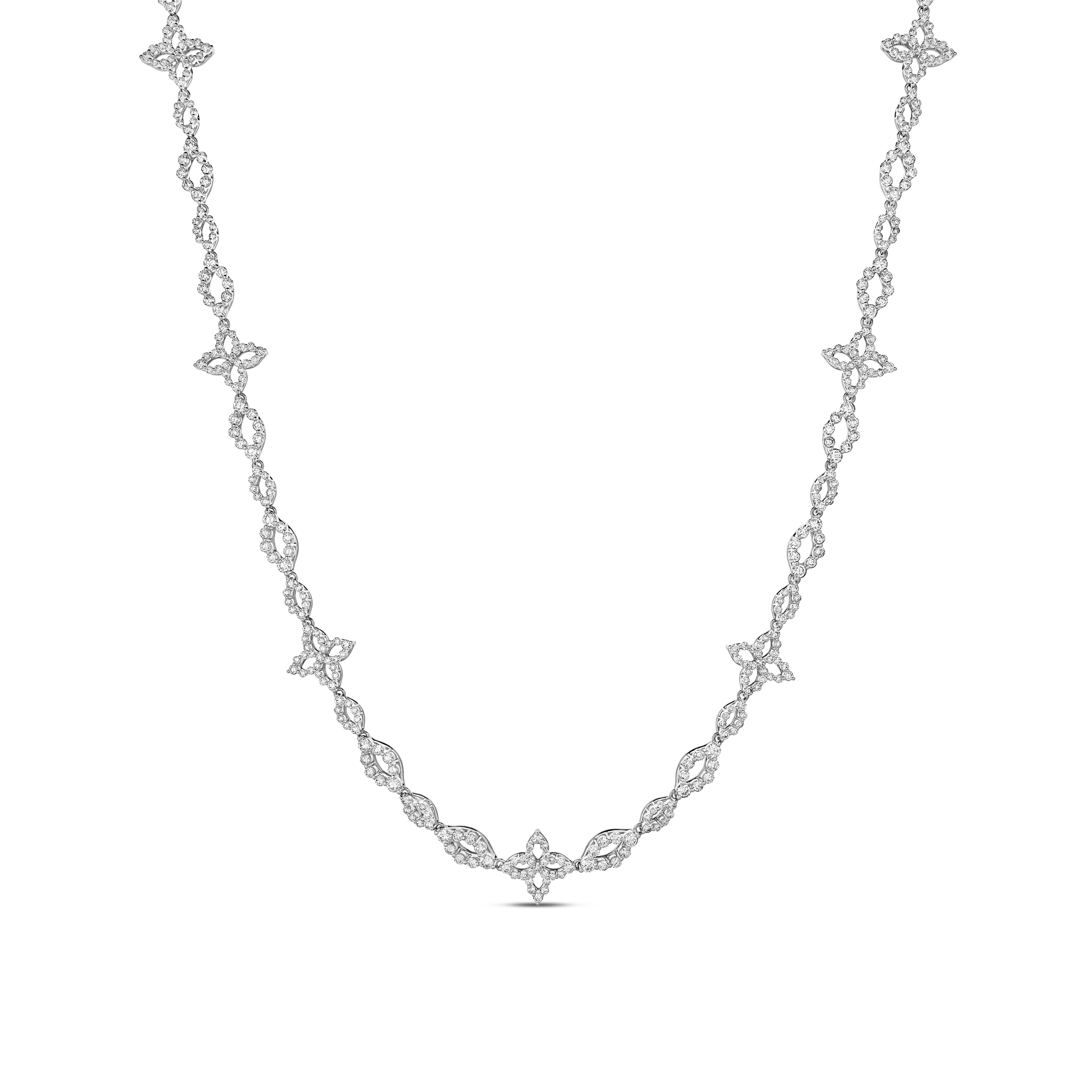 Roberto Coin 18K White Gold Diamond Princess Flower Necklace - 6291