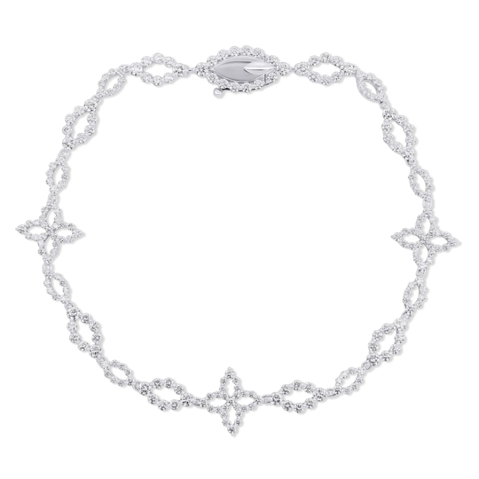 Roberto Coin 18K White Gold Diamond Princess Flower Bracelet - 8883722AWLBX