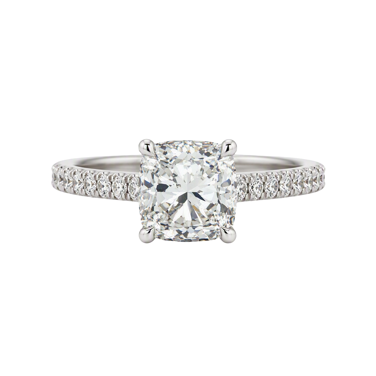18K White Gold Cushion Shape Diamond Engagement Ring - 6303