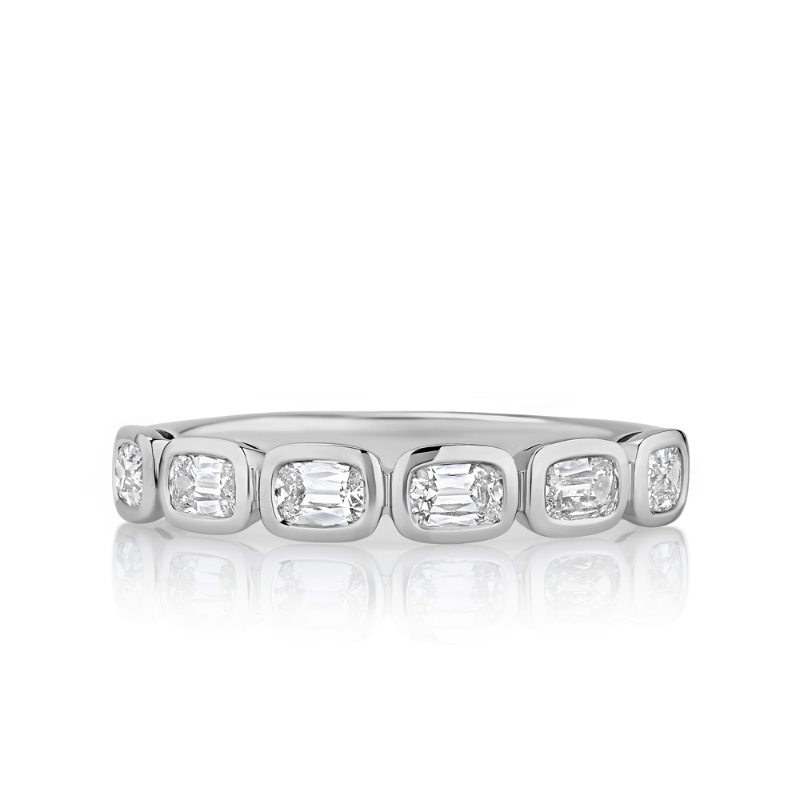 East/ West Bezel Set Band with 6 Cushion Diamonds - 6207